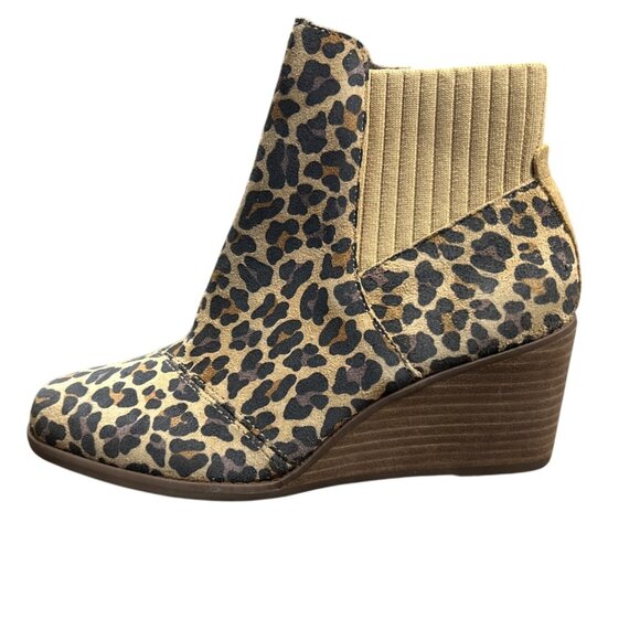 TOMS Sadie Suede Wedge in Leopard Size 6.5 Barbiecore Fall Fashion Cinnamon Girl - Picture 2 of 9